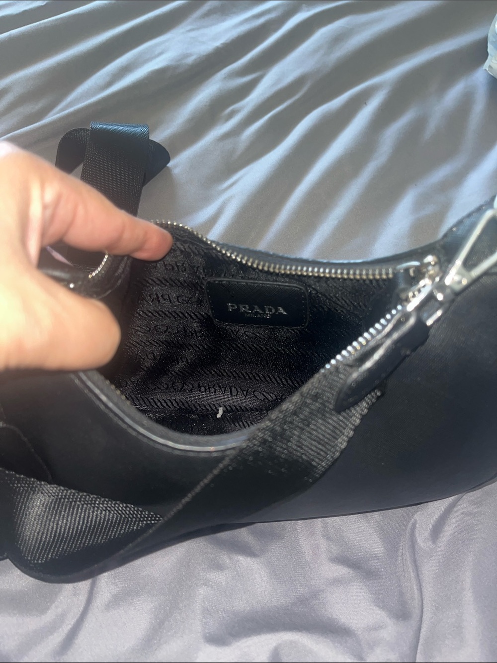 Prada Black Saffiano Mini Shoulder Bag with Detachable Pouch - Picture 4 of 6